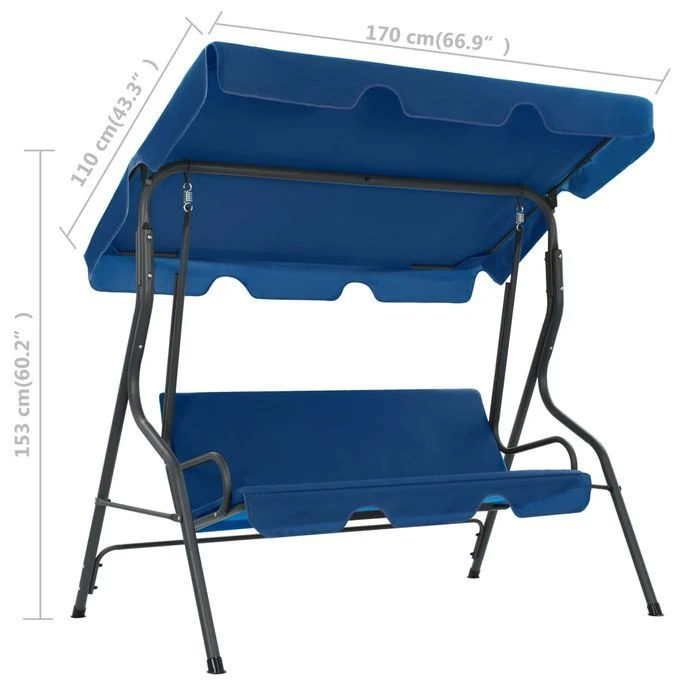 Balancelle De Jardin Bleu Foncé 170 X 110 X 153 Cm Tissu – Image 6