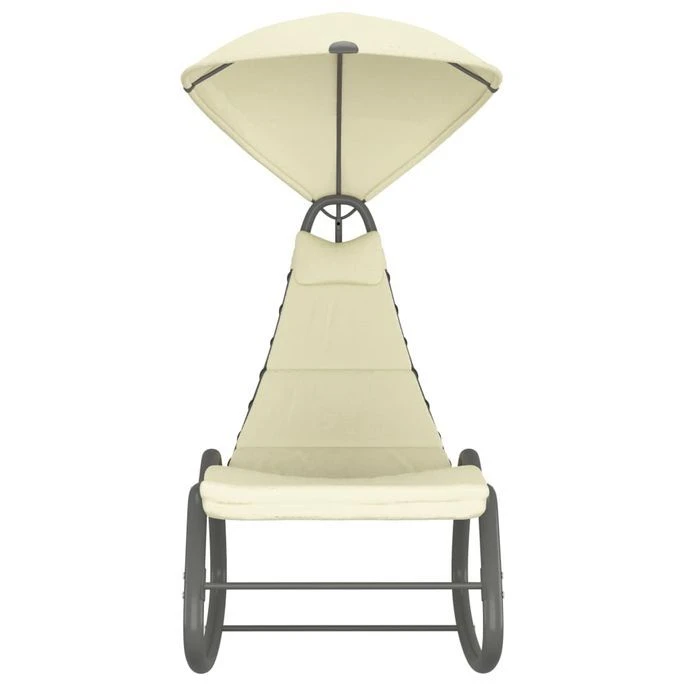 Balancelle De Jardin Crème 160x80x195 Cm Tissu – Image 2