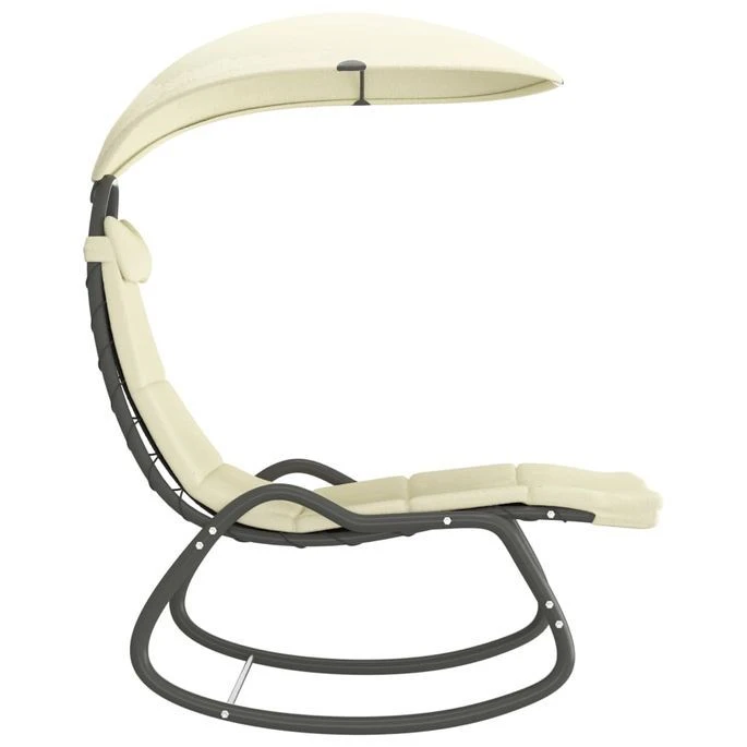 Balancelle De Jardin Crème 160x80x195 Cm Tissu – Image 3