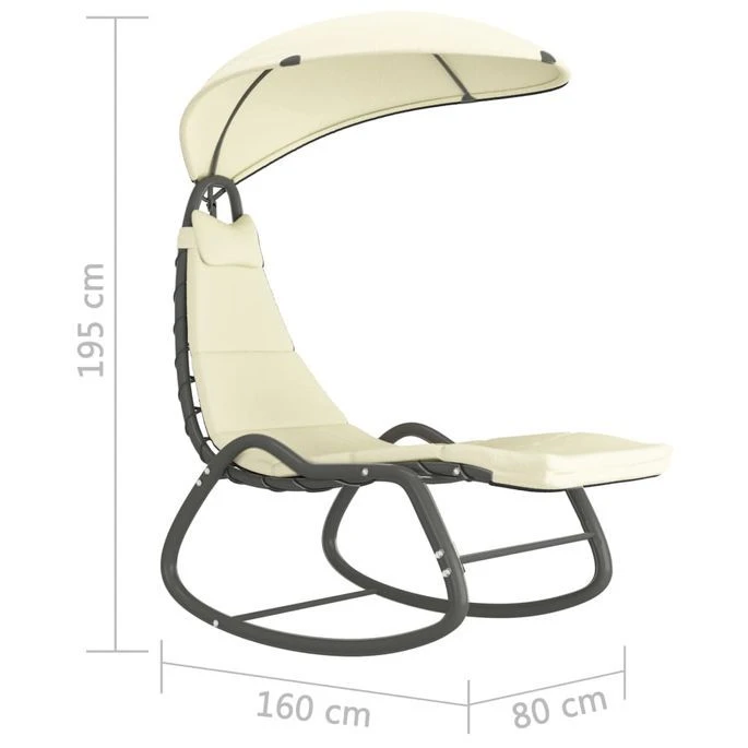 Balancelle De Jardin Crème 160x80x195 Cm Tissu – Image 7