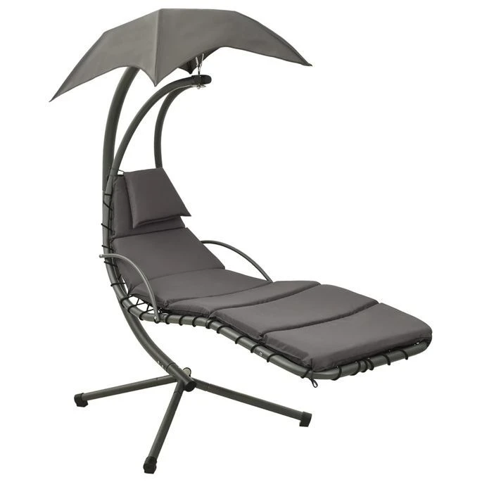 Balancelle De Jardin Gris 190x90x200 Cm Tissu