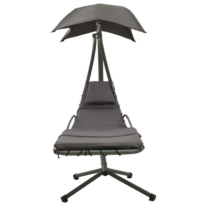 Balancelle De Jardin Gris 190x90x200 Cm Tissu – Image 2