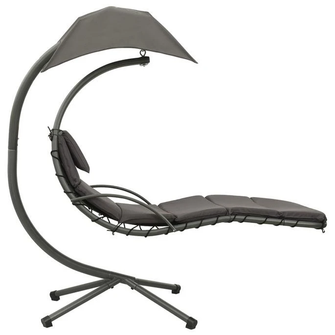 Balancelle De Jardin Gris 190x90x200 Cm Tissu – Image 3