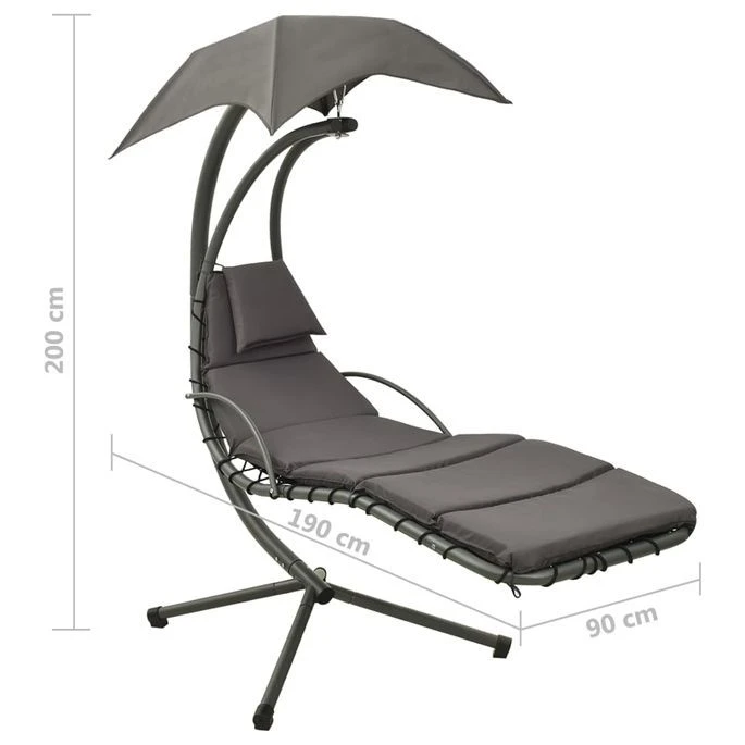 Balancelle De Jardin Gris 190x90x200 Cm Tissu – Image 8