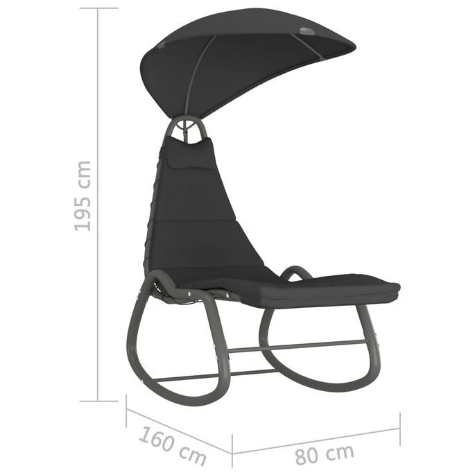 Balancelle De Jardin Noir 160x80x195 Cm Tissu – Image 7