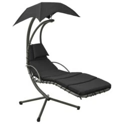 Balancelle De Jardin Noir Et Gris 190x90x200 Cm Tissu