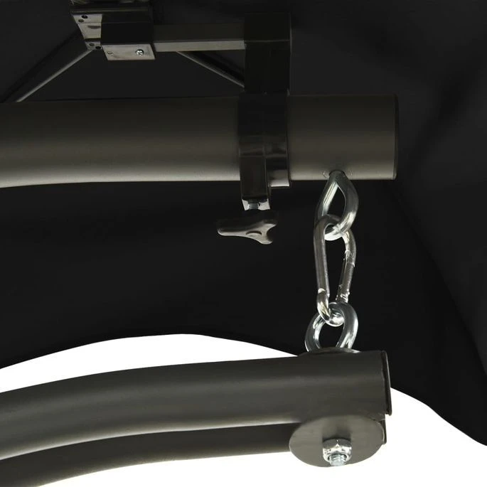 Balancelle De Jardin Noir Et Gris 190x90x200 Cm Tissu – Image 7