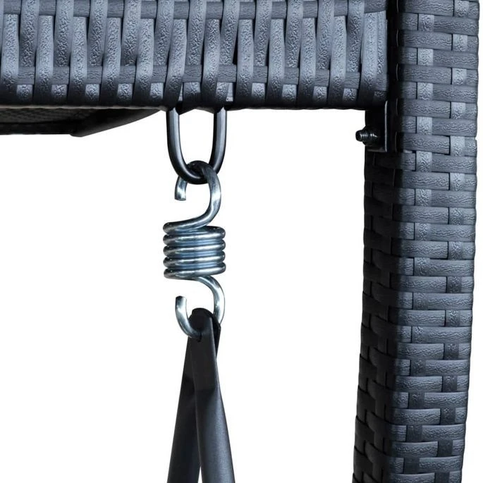 Balancelle De Jardin Résine Tressée Noir 167x130x178 Cm – Image 6