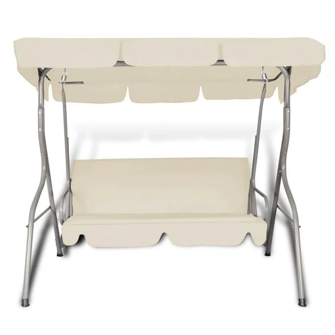 Balancelle Suspendue D'extérieur 3 Places Et Auvent Blanc Sable – Image 2