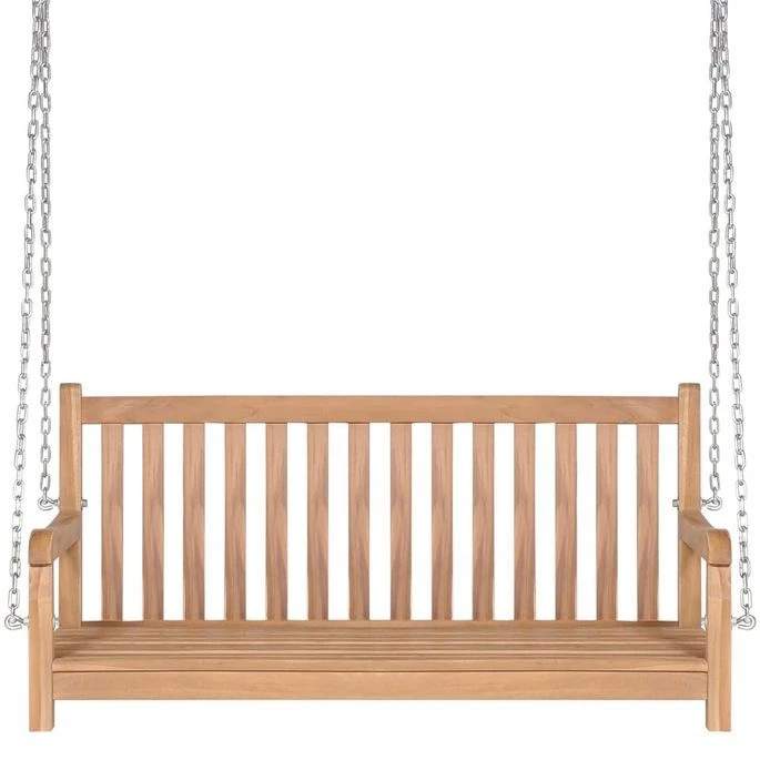 Balançoire Bois De Teck Massif 120 X 60 X 57,5 Cm Marron – Image 2