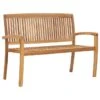 Banc 2 Places Empilable De Jardin 128,5 Cm Bois De Teck Solide