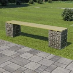 Banc à Gabion 180 Cm Acier Galvanisé Et Pinède
