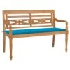 Banc Batavia Avec Coussin Bleu 150 Cm Bois De Teck Massif 3