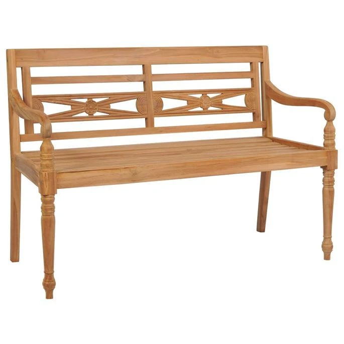 Banc Batavia Avec Coussin Gris 150 Cm Bois De Teck Massif – Image 6
