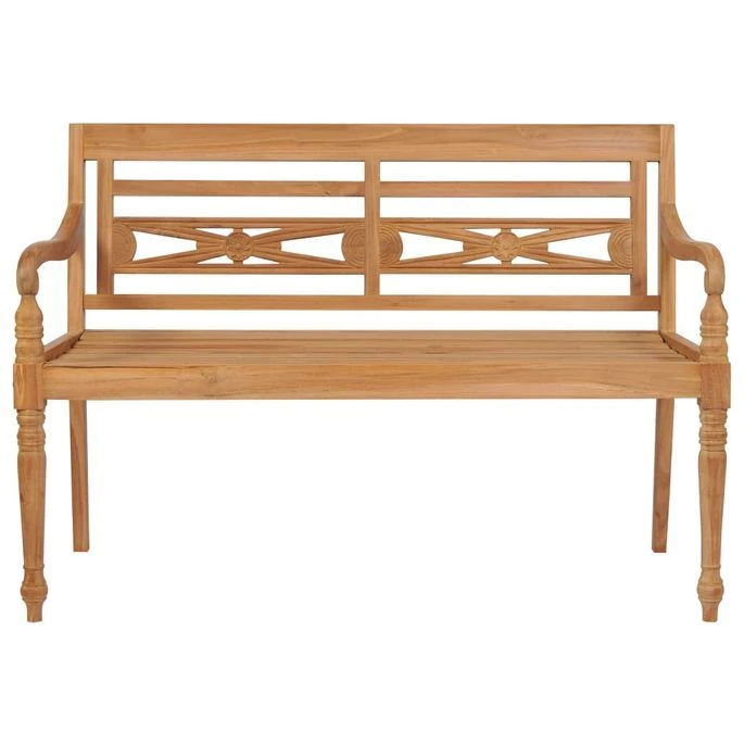 Banc Batavia Avec Coussin Gris 150 Cm Bois De Teck Massif – Image 7