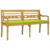Banc Batavia Avec Coussin Vert Brillant 150 Cm Bois Teck Massif