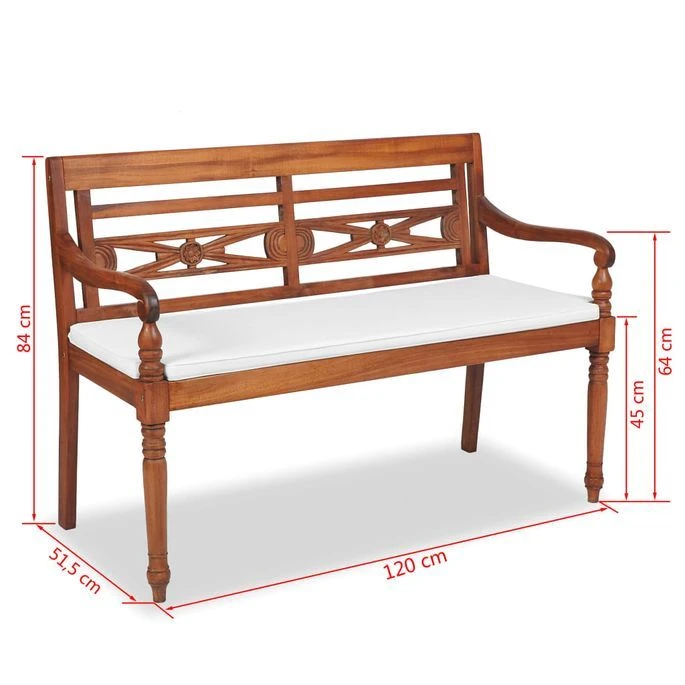 Banc Batavia Avec Coussins 120 Cm Teck – Image 5