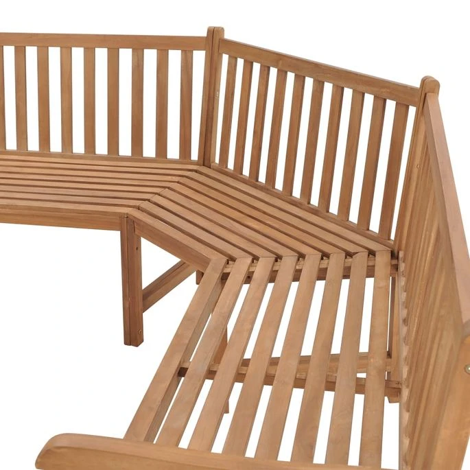Banc D'angle De Jardin 185x185x90 Cm Bois De Teck Solide – Image 3