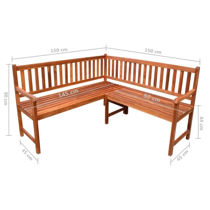Banc D'angle De Jardin Avec Coussins 150cm Bois D'acacia Massif 6 – Image 10