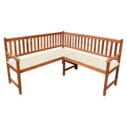 Banc D'angle De Jardin Avec Coussins 150cm Bois D'acacia Massif