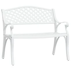 Banc De Jardin 102 Cm Aluminium Coulé Blanc