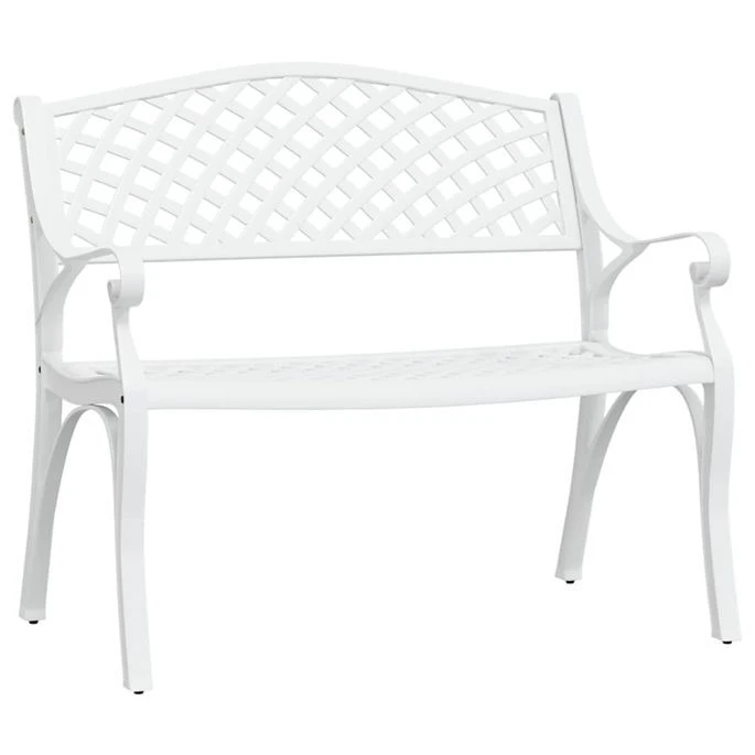 Banc De Jardin 102 Cm Aluminium Coulé Blanc