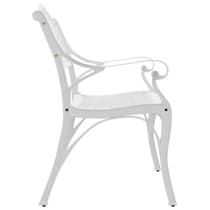 Banc De Jardin 102 Cm Aluminium Coulé Blanc – Image 4