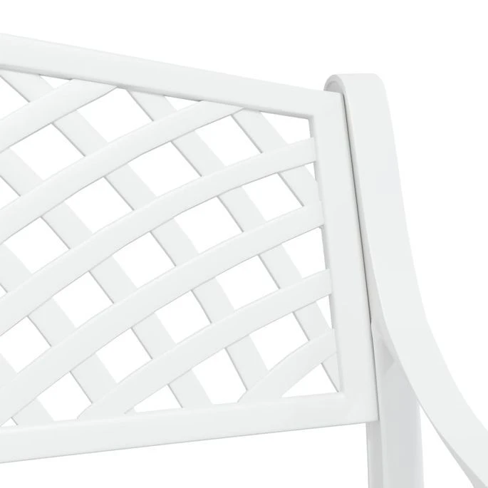 Banc De Jardin 102 Cm Aluminium Coulé Blanc – Image 6