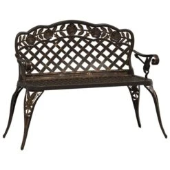 Banc De Jardin 108 Cm Aluminium Coulé Bronze