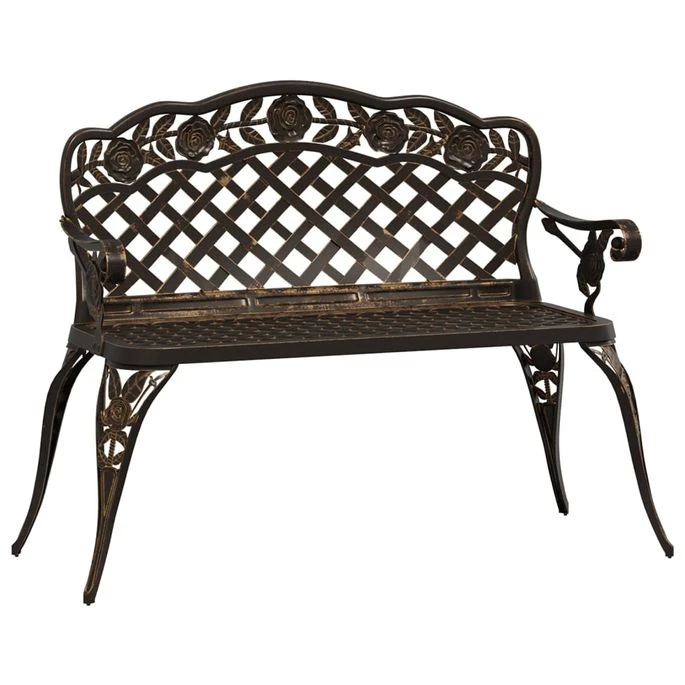 Banc De Jardin 108 Cm Aluminium Coulé Bronze
