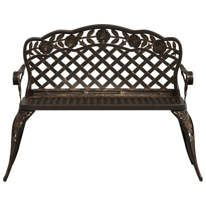 Banc De Jardin 108 Cm Aluminium Coulé Bronze – Image 3