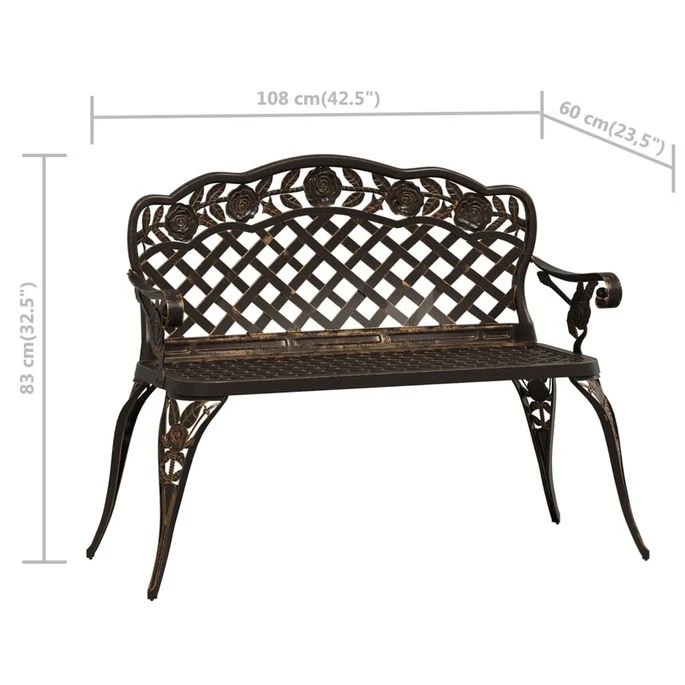 Banc De Jardin 108 Cm Aluminium Coulé Bronze – Image 7