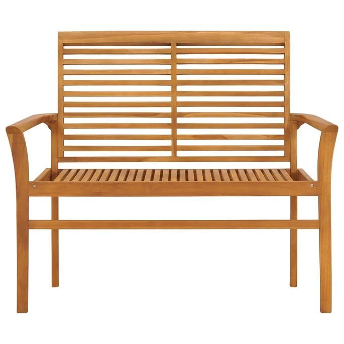 Banc De Jardin 112 Cm Bois De Teck Solide – Image 2