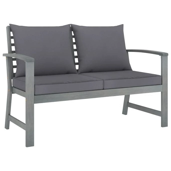 Banc De Jardin 120cm Et Coussin Gris Foncé Bois Solide D'acacia