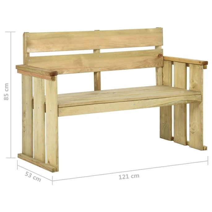 Banc De Jardin 121 Cm Bois De Pin Imprégné – Image 7