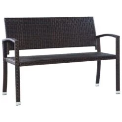 Banc De Jardin 122 Cm Résine Tressée Marron