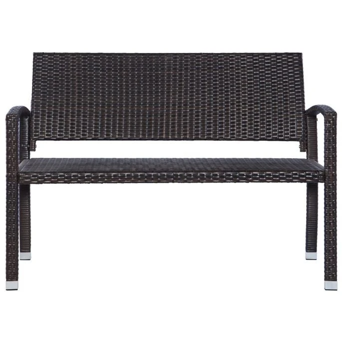 Banc De Jardin 122 Cm Résine Tressée Marron – Image 2