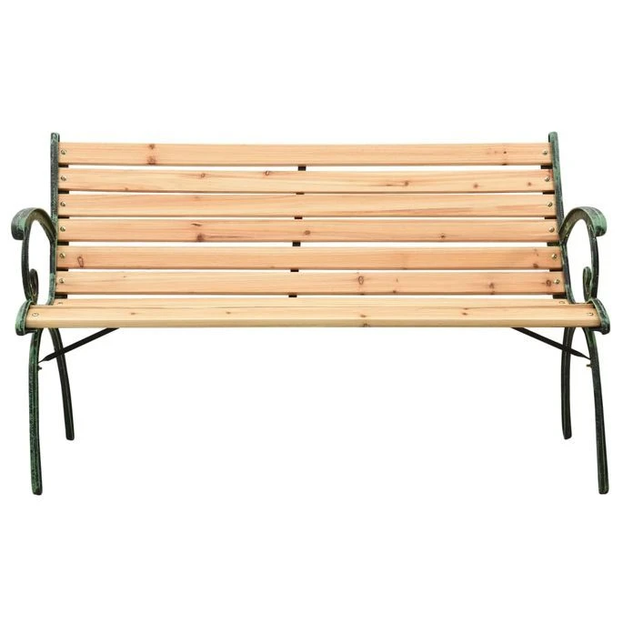 Banc De Jardin 123 Cm Fonte Et Bois De Sapin Massif – Image 2