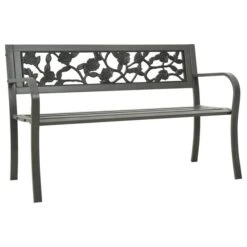 Banc De Jardin 125 Cm Acier Gris 4