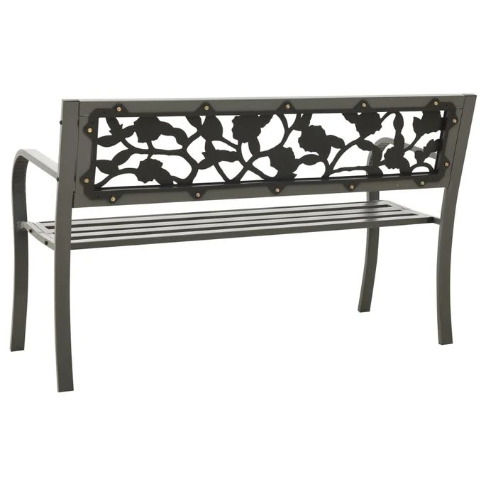 Banc De Jardin 125 Cm Acier Gris 4 – Image 4