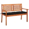 Banc De Jardin 2 Places Avec Coussin 120 Cm Bois D'eucalyptus 23