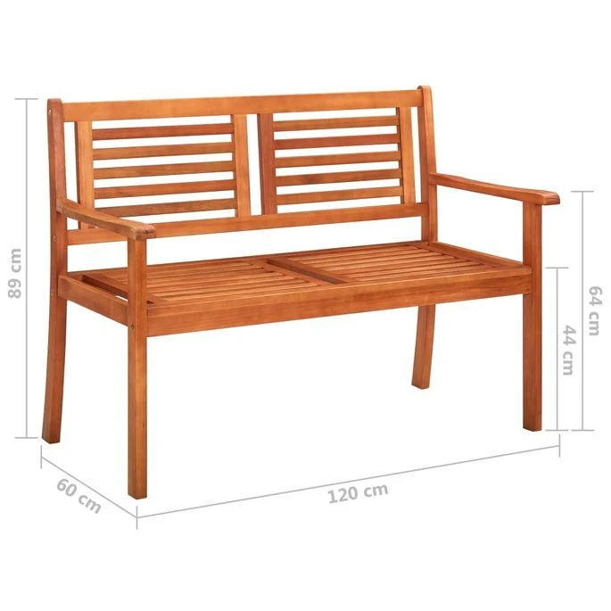 Banc De Jardin 2 Places Avec Coussin 120 Cm Bois D'eucalyptus 18 – Image 10