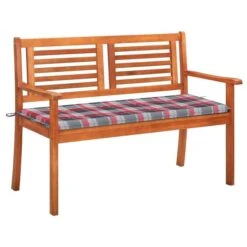 Banc De Jardin 2 Places Avec Coussin 120 Cm Bois D'eucalyptus 19