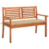 Banc De Jardin 2 Places Avec Coussin 120 Cm Bois D'eucalyptus 12