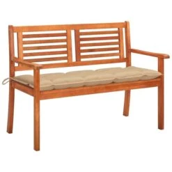 Banc De Jardin 2 Places Avec Coussin 120 Cm Bois D'eucalyptus 12