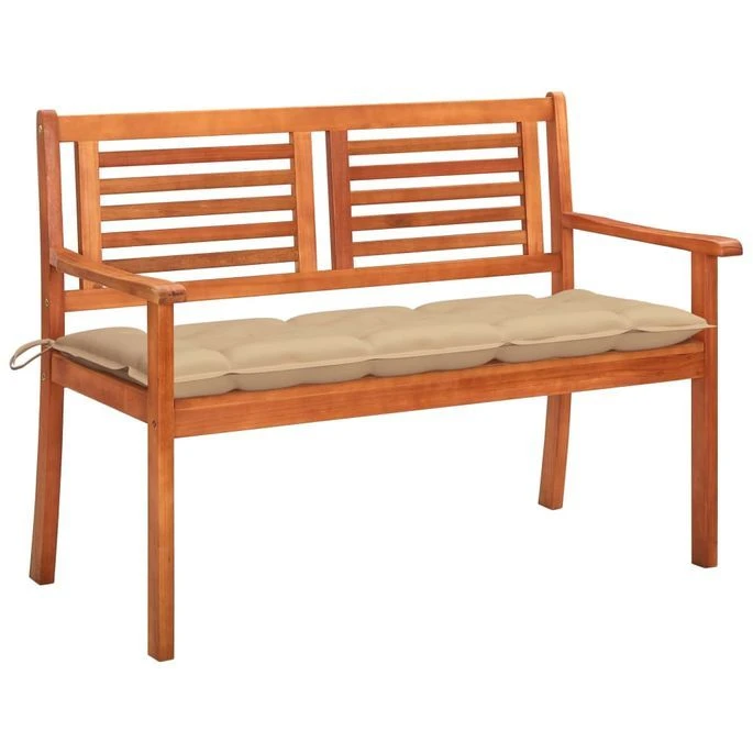 Banc De Jardin 2 Places Avec Coussin 120 Cm Bois D'eucalyptus 12