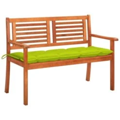Banc De Jardin 2 Places Avec Coussin 120 Cm Bois D'eucalyptus 15
