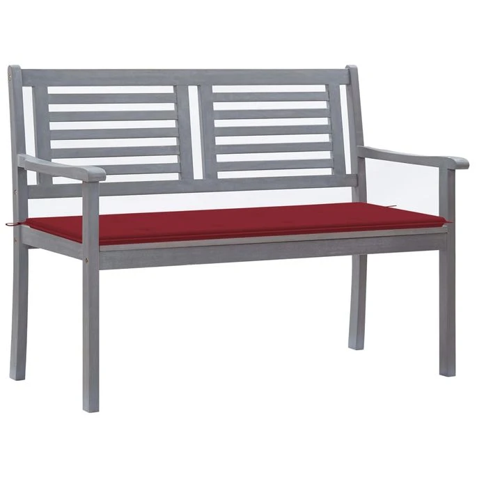 Banc De Jardin 2 Places Avec Coussin 120 Cm Gris Eucalyptus 2