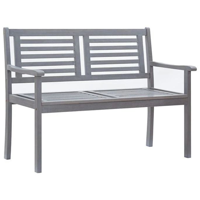 Banc De Jardin 2 Places Avec Coussin 120 Cm Gris Eucalyptus 2 – Image 2