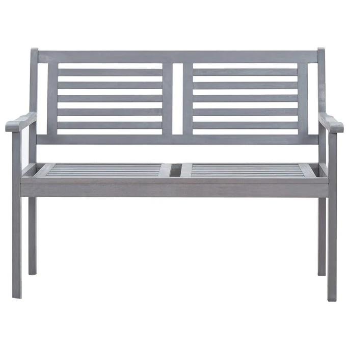 Banc De Jardin 2 Places Avec Coussin 120 Cm Gris Eucalyptus 2 – Image 3